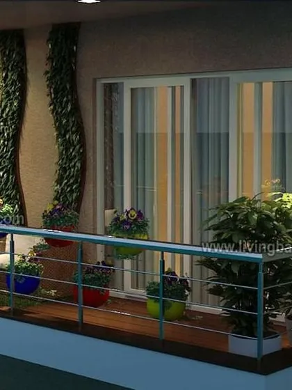 We transformed this boring balcony into a vibrant garden with colorful pots, vertical planters, and lush greenery. This design brings a cheerful and lively energy to the home.