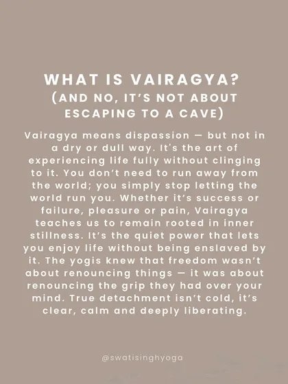 What is Vairagya (detachment)? It's not about escaping to a cave. It's the art of experiencing life fully without clinging to it, finding freedom by renouncing the grip things have over your mind.