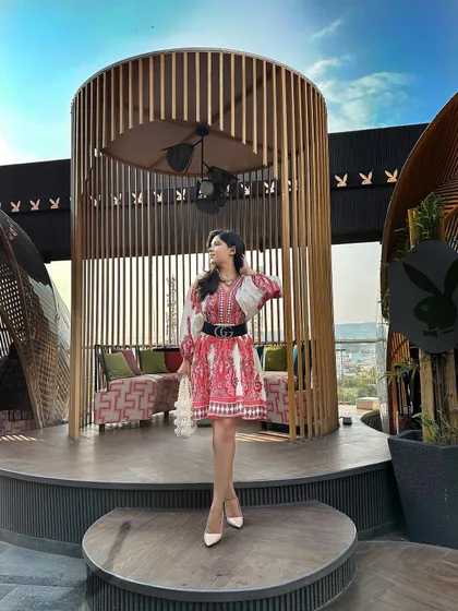 Lifestyle content is about showing products in their natural habitat. This shot from a trendy rooftop location features a chic western dress, demonstrating how I collaborate with venues and fashion brands to create aspirational lifestyle imagery.