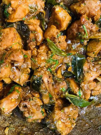 The glossy, spicy coating on my chicken pepper fry is what makes it so good.