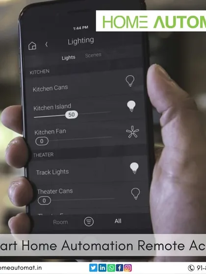 This close up of our mobile app shows the detailed control we offer for your home's lighting. You can manage individual lights, like those for the kitchen island or theater, and adjust brightness levels with a simple slider.