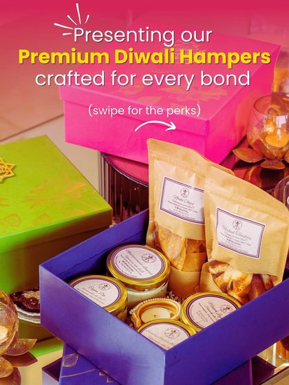 We craft our premium Diwali hampers for every bond you share. This vibrant box is filled with our signature dips and crackers, making it a thoughtful gift for family, friends, and colleagues.