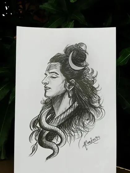 Har Har Mahadev. For me, drawing Lord Shiva is a spiritual journey. This graphite and charcoal sketch is made with complete devotion, focusing on the powerful yet calm expression of Mahadev. It's more than art; it's a prayer.