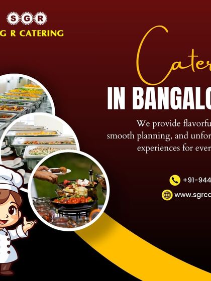 As caterers in Bangalore, we provide flavorful dishes, smooth planning, and unforgettable experiences for every event. This graphic highlights our professional and comprehensive service.