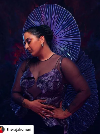 Another beautiful image from Raja Kumari's "Chakras Aligned" photoshoot, showcasing the long, elegant nails.