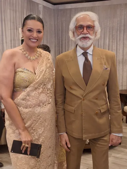 With the master designer, Suneet Varma. It's an honor to wear a creation to the designer's own show.