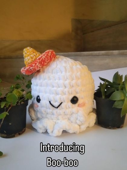 Meet Boo-boo, the friendliest ghost you’ll ever meet! This little amigurumi ghost, complete with a tiny hat, is handmade with love and is more cute than spooky. He’s a great quirky gift or decoration.