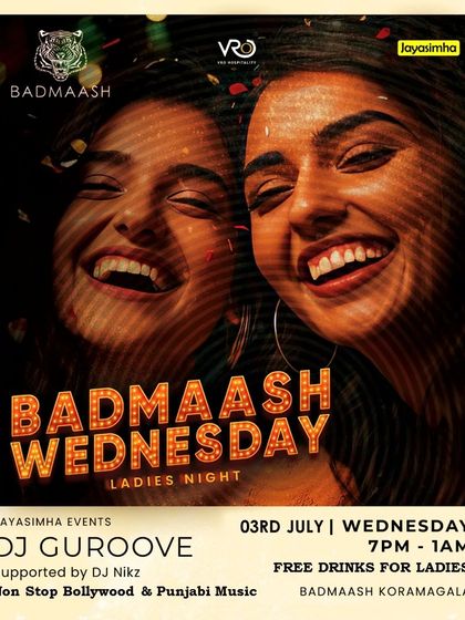 Another poster for the popular Wednesday Ladies Night, highlighting the offer of free drinks.