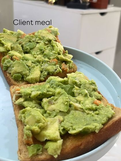 A perfect breakfast of avocado toast. This is a client meal from an upcoming fat loss transformation winner. Healthy fats are crucial for hormone health and satiety.