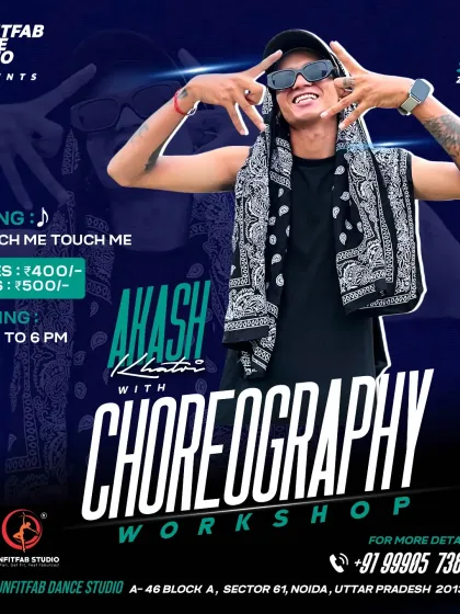 We also host choreography workshops with popular dancers. This poster shows how the studio can be branded for your specific event.