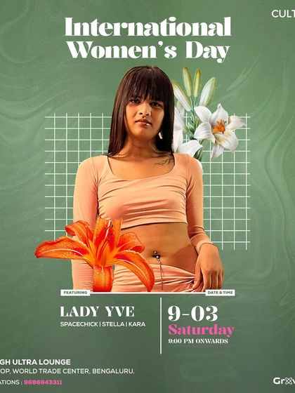 An artist poster for Lady Yve for the International Women's Day event. This strategy shows a deep respect for each artist on the lineup.