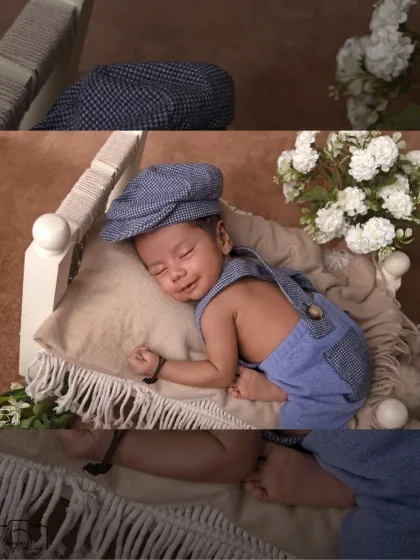 Another collage showcasing the sweet, sleepy expressions of this little one.