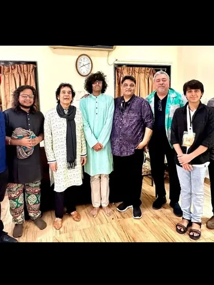The full team of percussionists at Mumbai Drum Day. A wonderful gathering of artists passionate about drums, tabla, cajon, and more.