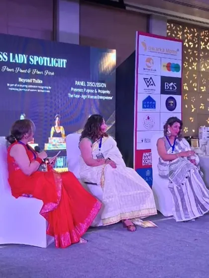 On stage as a panelist for the "Boss Lady Spotlight," discussing the legal rights of women entrepreneurs. I shared practical advice on how to use laws like the Domestic Violence Act to secure a safe environment to pursue professional dreams, even amidst personal challenges.