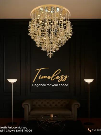 This image captures our core belief in timeless elegance. The magnificent crystal chandelier serves as the room's crown jewel, while the sleek floor lamps provide balanced, understated support, showcasing how different styles can coexist beautifully.