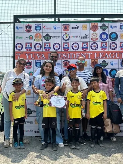 A happy moment with our U-7 team and their parents after a match at the Yuva President League. The support from our community is everything.