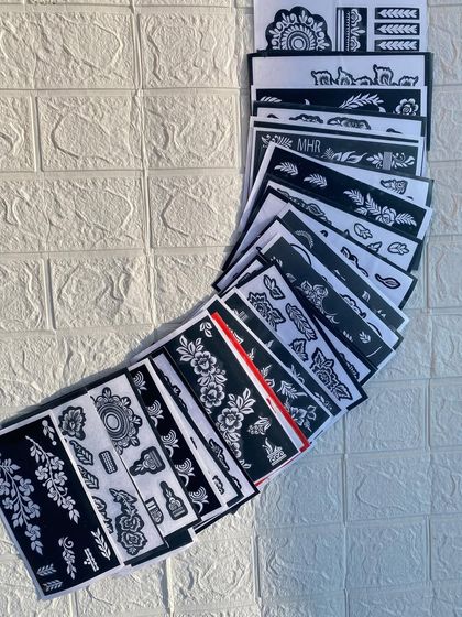 A fan display of my medium stencils, giving you a glimpse of the many beautiful and easy-to-use designs I offer.