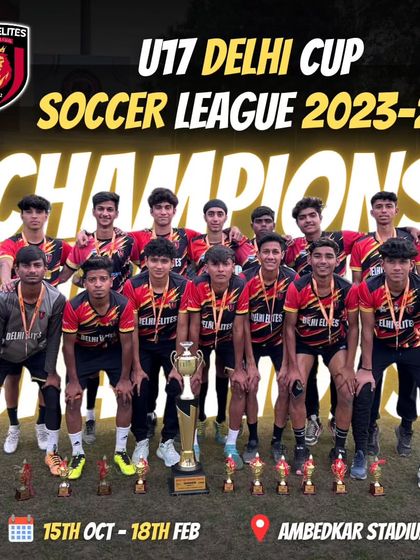 Our unbeaten U-17 squad celebrating their Delhi Cup Soccer League championship after 11 victories and 1 draw.