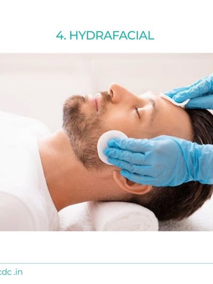 A Hydrafacial is a relaxing and effective treatment for everyone. Here, a male client receives the treatment, highlighting its universal appeal for maintaining healthy skin.