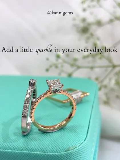 Add a touch of sparkle to your daily style with these stunning diamond rings. This image shows a classic solitaire and a delicate eternity band, perfect for stacking or wearing alone.