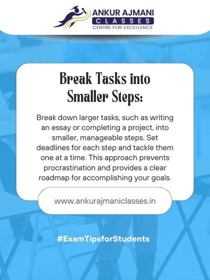 A tip on breaking large tasks into smaller, manageable steps. This approach prevents procrastination and gives you a clear roadmap to your goals.
