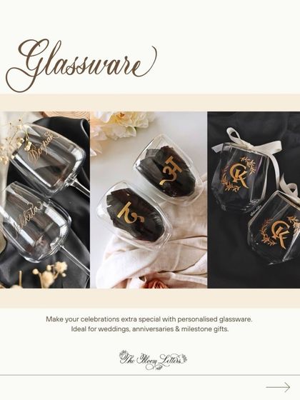 Make your celebrations extra special with personalized glassware. This collection showcases various styles, from wine glasses to tumblers, ideal for weddings, anniversaries, and milestone gifts.
