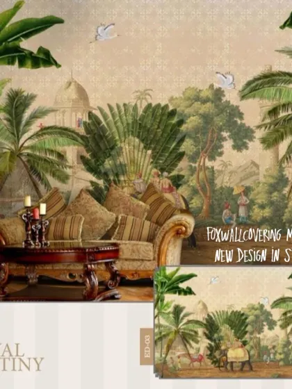 Part of my 'Royal Destiny' collection, this wallpaper shows a vintage Indian landscape. The design creates a sense of depth and history, ideal for a classic interior.