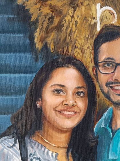 A close-up of the wife's face from the same portrait.