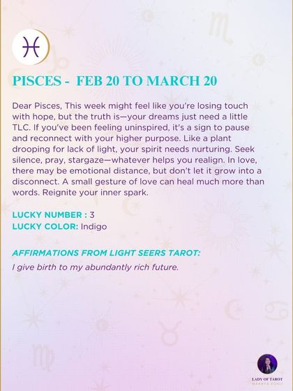 A weekly forecast for Pisces about reconnecting with your higher purpose. This reading is a sign to pause, nurture your spirit, and reignite your inner spark.