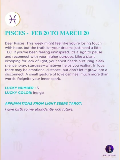 This week's tarot forecast for Pisces. If you've been feeling uninspired, it's a sign to pause and reconnect with your higher purpose. Reignite your inner spark.