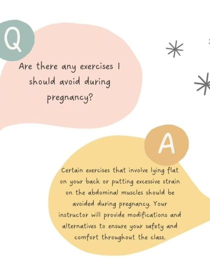 Are there exercises to avoid during pregnancy? Yes, certain exercises that involve lying flat on your back or putting excessive strain on abdominal muscles should be avoided. I will always provide safe modifications.