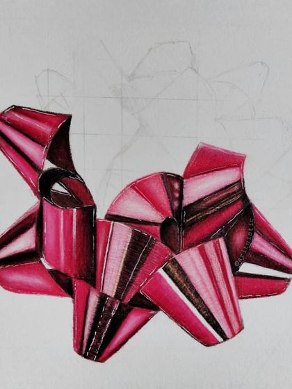 The second WIP of the Christmas bow, with about half of the bow now complete.