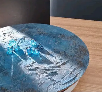 A custom-made planet surface prop, showing how we build unique sets to match a client's creative brief.
