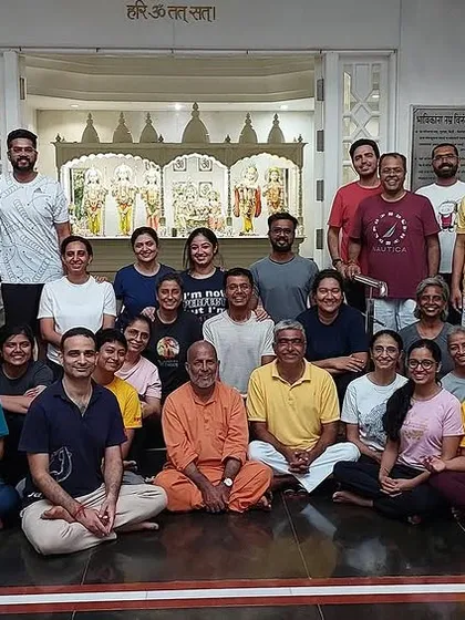 The bonds formed during our time together are a vital part of the experience. Here is a group of students after a special class in Gurgaon, sharing the joy and peace that comes from practicing together as a spiritual community, or sangha.