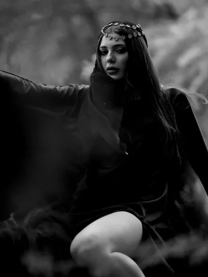 A smoky, atmospheric black and white shot from an artistic photoshoot, showing how our location can be used for high-concept themes.