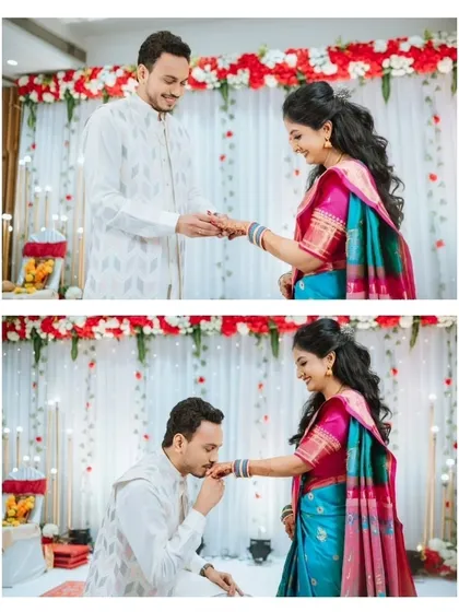 The traditional ring exchange ceremony is a cornerstone of the engagement. I capture both the formal placement of the ring and the gentle, respectful kiss to the hand that follows.