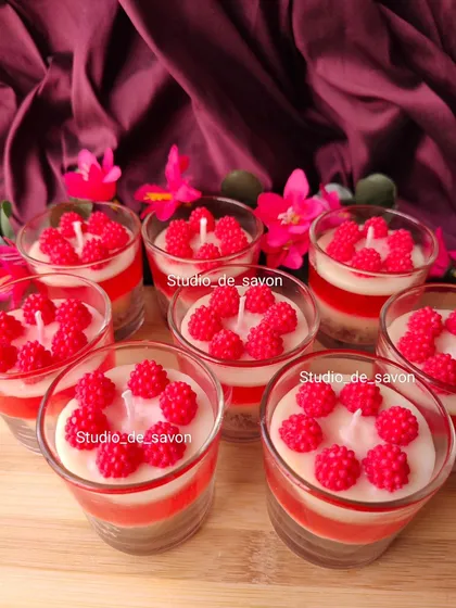 Let the warm, inviting scent of my "Very Berry" candle fill your space. This layered candle is made with both soy wax and gel wax and is topped with little raspberry embeds.