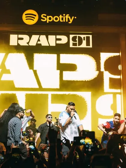 Taking over the stage for Spotify's Rap 91 event. It's always a powerful moment when the whole crew is up there, representing the best of India's rap scene for a major platform like Spotify.