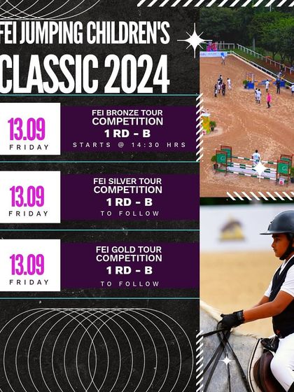 The schedule for the first round of the FEI Bronze, Silver, and Gold Tour competitions. Our venue is proud to host these crucial events for young equestrians.