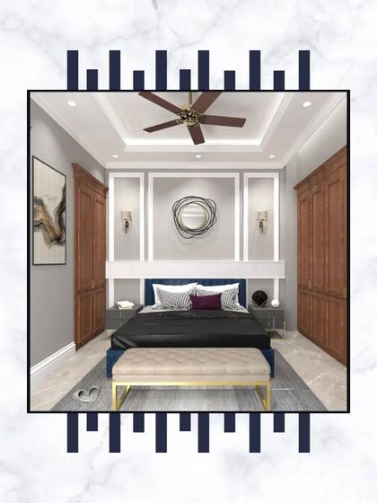 Another view of a sophisticated bedroom concept. The design uses wall paneling, modern art, and elegant bedside lighting to create a space that feels both contemporary and timeless.