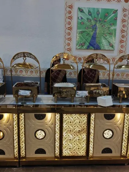 A closer look at our premium live station counters. The elegant design with built-in lighting adds a touch of luxury to the interactive dining experience.