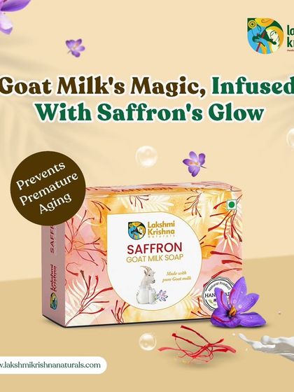 Experience goat milk's magic infused with saffron's glow. Our Saffron Goat Milk soap helps prevent premature aging while brightening and nourishing the skin.