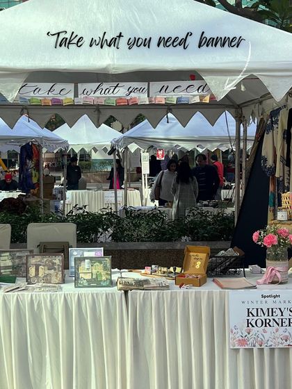 Setting up my pop-up store is always so much fun. I love creating little "korners" that make the space feel special, like the bookmark-making station and the sticker display.