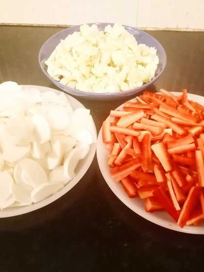 We believe in showing you exactly what goes into our pickles. Here are the fresh, clean, and perfectly cut vegetables for our winter special.