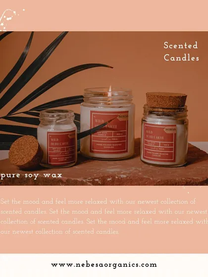 My scented candles are made with pure soy wax to help you set the mood and relax. This "Wild Oudh Earth" candle, with its earthy fragrance and warm glow, is perfect for creating a serene and calming space.