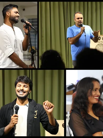 A collage of powerful performances from our Kannada open mic night.