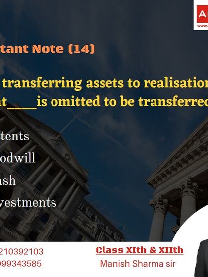 Another fill-in-the-blank question. While transferring assets to a realisation account, which item is typically omitted?