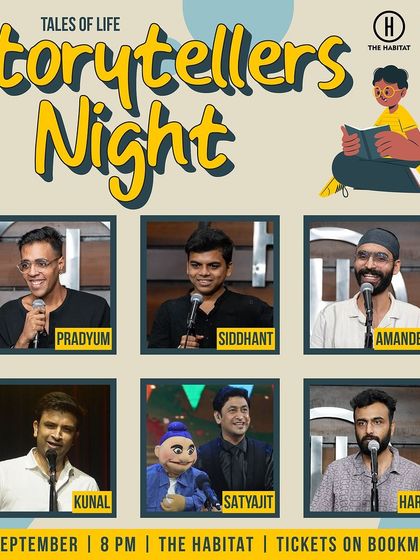 A poster for a 'Storytellers Night' at The Habitat, where I was featured alongside other talented comedians and storytellers.