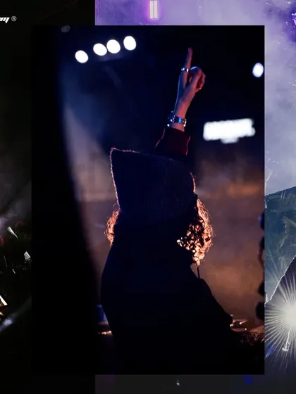 A silhouette of Carlita raising her hand, with a single spotlight creating a dramatic, powerful image.