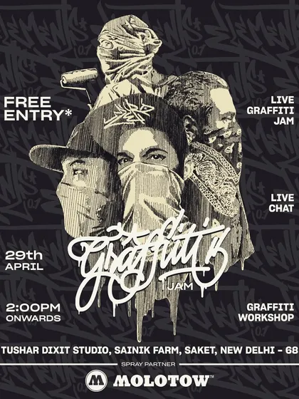 This is a poster I designed for Elements 0.1, a big hip-hop event in Delhi. I brought together some of the top graffiti writers from around NCR for a live jam, giving people a rare chance to see us all paint together in one place.